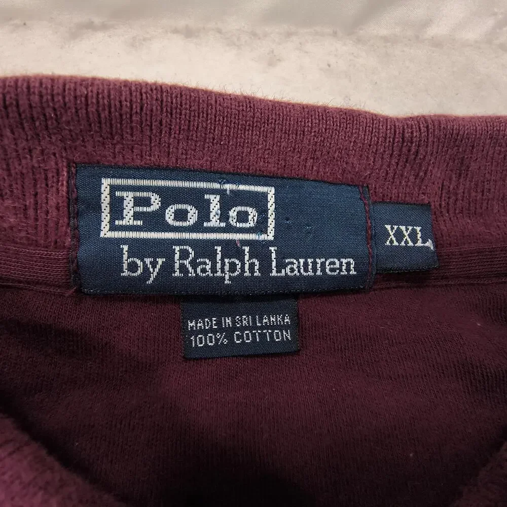 Polo by Ralph Lauren Collared Long Sleeve Polo Shirt Mens Size 2XL Maroon